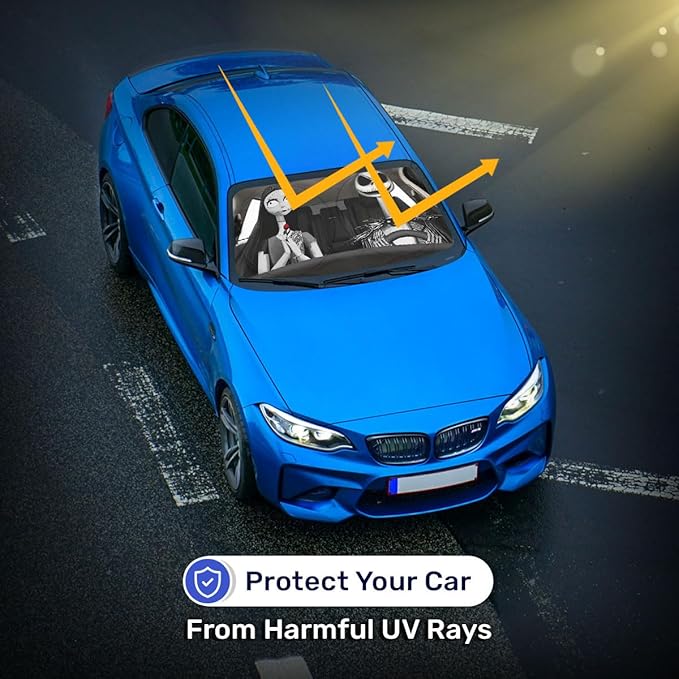 Horror Windshield Sun Shade for Car SUV Truck (55x30 Inches), Front Window Visor for Windows, Protector Blocks UV