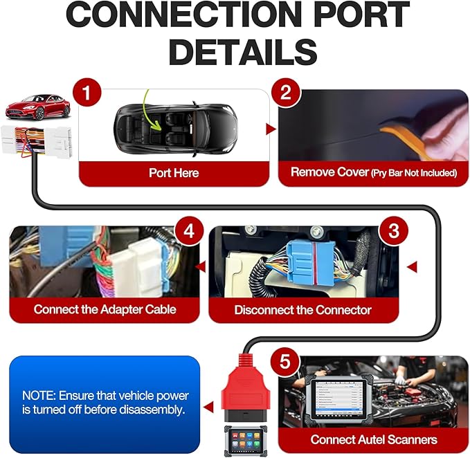 Autel Original TESKIT3Y Teala Diagnostic Cable Adapter for Tesla Model 3 & Y, 26Pin OBD1 to 16 Pin OBD2 Extension Harness Connector Work w/Autel Scanner MaxiSys Ultra/Elite II PRO/ MS908S PRO/ MS909
