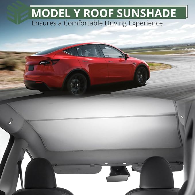 EYPINS Model Y Sunshade Roof Cover for Tesla 2020-2025, Heat & UV Protection Sun Shade for Tesla Model Y Accessories (Silver)