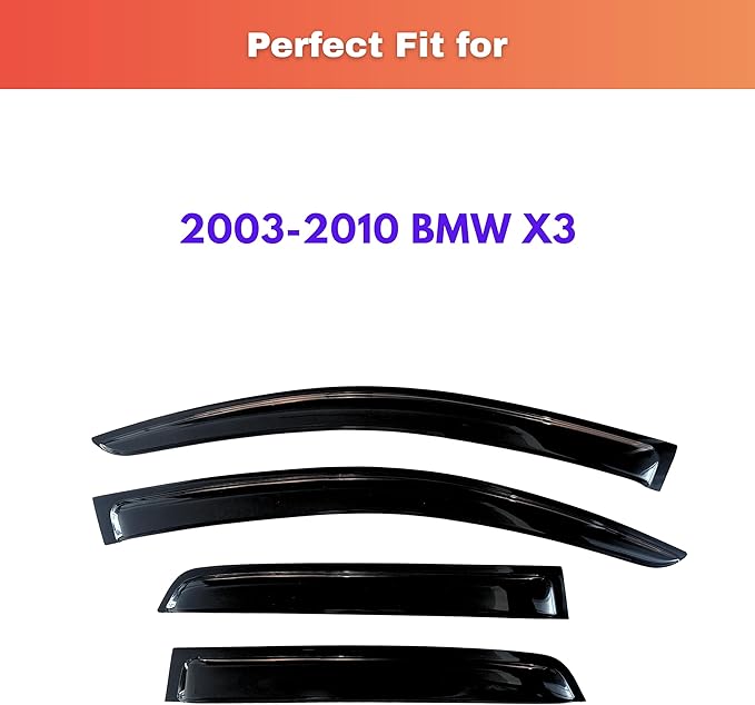 KPY Rain Guards Fit for 2003-2010 BMW X3, Out-Channel Window Visors Vent Wind Deflectors 4PC, Car Accessories for 03-10 BMW X3