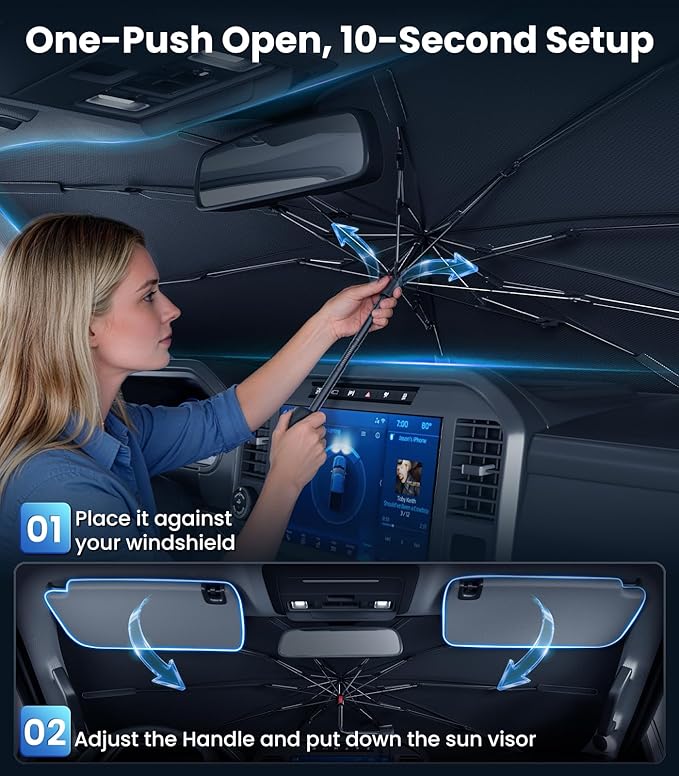 Zanch 2026 Upgraded Windshield Sun Shade Umbrella: Custom Fit for Mazda CX-5 2013-2025 Front Window Sunshade, Block UV Rays & Keep Car Cool, Precision 1:1 Scan for Mazda CX-5, No Gaps & No Scratches.