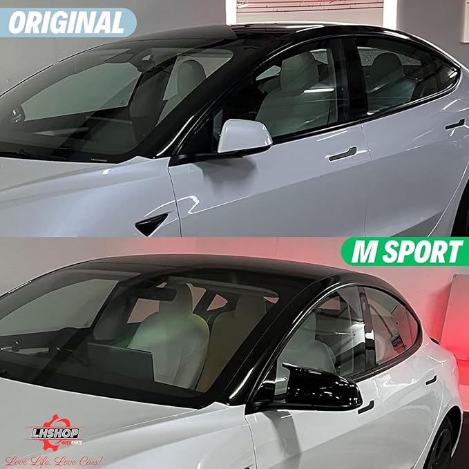 Car Side Mirror Caps for 2018-2025 Tesla Model 3 Accessories Passenger Driver Side View Exterior Mirror Covers Replacement Automotive Body Tuning Parts & Trim, Glossy Black - 1 Pair (Left-Right )
