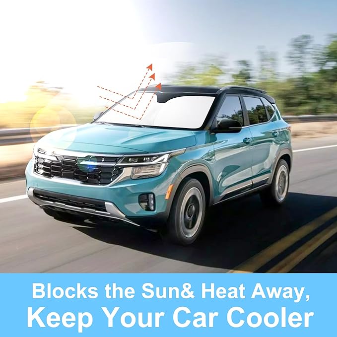 YYCKE Windshield Sun Shade Accessories Compatible with Kia Seltos 2021-2025 Foldable Sunshade Sun Visor Blocks UV