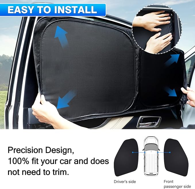 T TGBROS Windshield Sun Shade for Ford Transit 2015-2025 Car Window Shades Thicken UV Block and Blackout Privacy Foldable Sunshades 2PCS Accessories Keep Cool Sun Visor Covers