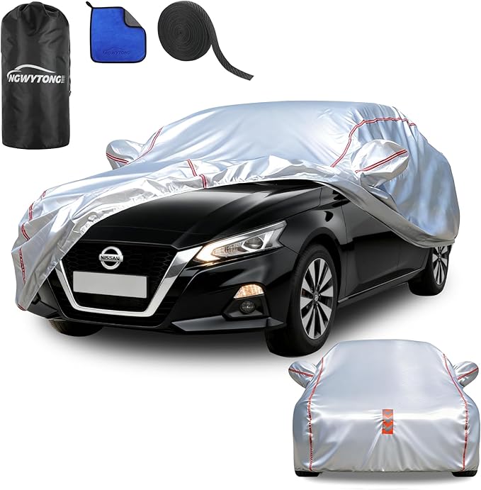 Car Cover Waterproof All Weather for Nissan Altima 2002-2025,All-Around Fastening and 4 Upgrades, 30s Quick-Install for Car Cover