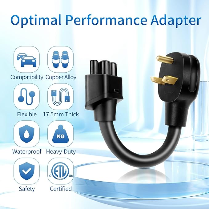 NEMA TT-30 Adapter for Tesla Gen 2 Mobile Connector, 120V 24A RV Camper Outlet Charger Adapter, Durable Level 2 Charging for Tesla Model 3, S, X, Y - Safe and Durable (TT-30P, 11 Inch)