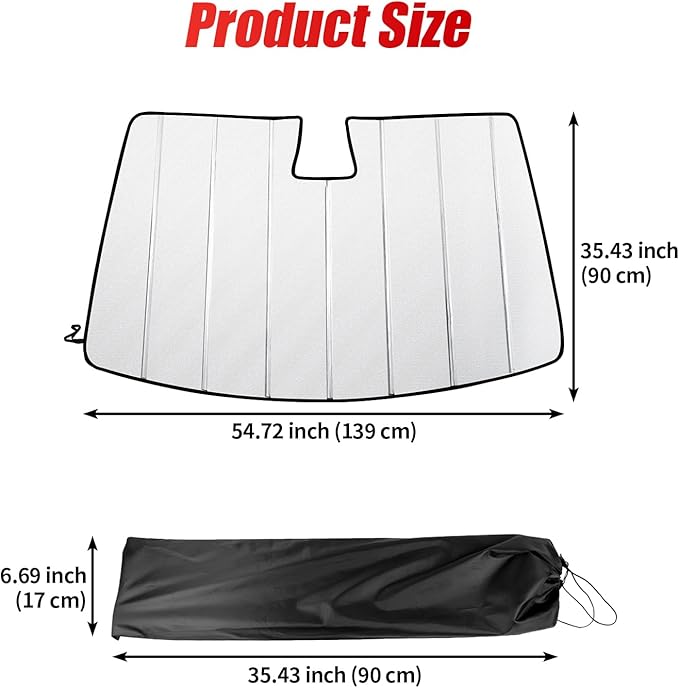 Windshield Sunshade for Tesla Model 3 2018-2025, Model Y 2020-2025 Front Window Shade
