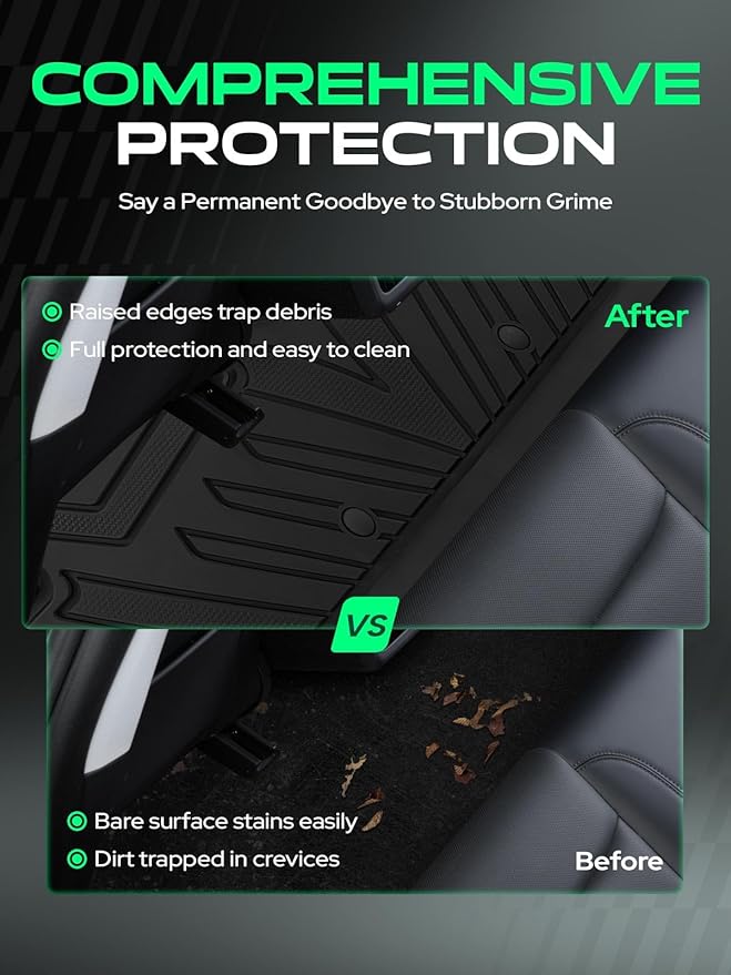 YHTAUTO for Tesla Model 3 Floor Mats 2020 2019 2018 2017 (Before June 2020), All Weather TPE Car Mats, Front Rear Trunk Mat Cargo Liner Storage Mat, Anti-Slip Waterproof Odorless