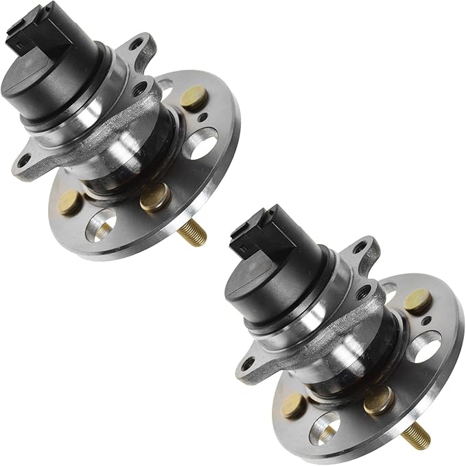 TRQ 2 Piece Rear Wheel Bearing & Hub Assembly Set Compatible with 2006-2011 Hyundai Accent Kia Rio Rio5