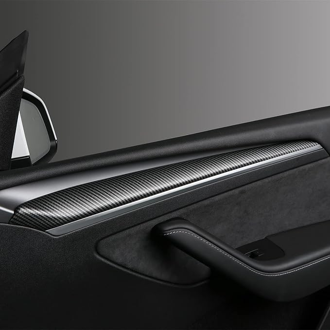 BMZX for Tesla Model Y/3 Dashboard Cover Fit for Model 3 Model Y 2017-2023 Carbon Fibber Pattern and Interior Front Door Trim Wrap Accessories Protector Covers