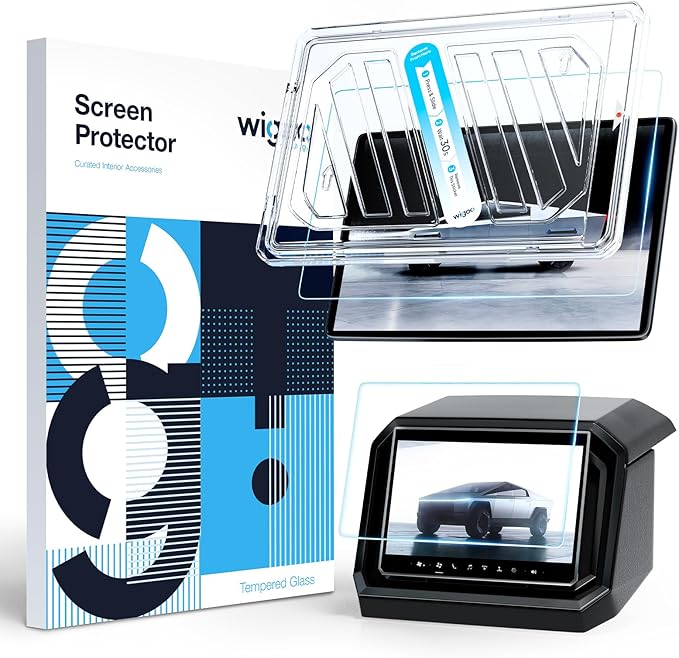 Wigoo Upgraded Tesla Cybertruck Screen Protector Matte [No More Glare & Fingerprint] Tesla Cybertruck Accessories, Tempered Glass Protector with Alignment Kit