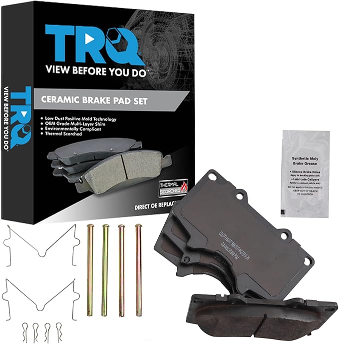 TRQ Front Brake Pads Ceramic Hardware Compatible with 2010-2022 Lexus GX460 2003-2009 GX470 2003-2022 Toyota 4Runner 2007-2014 FJ Cruiser 2001-2007 Sequoia 2005-2022 Tacoma 2000-2006 Tundra