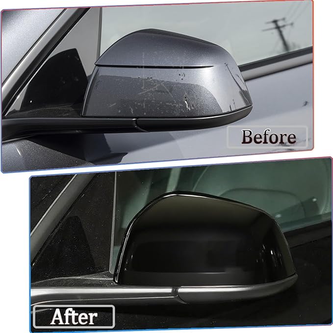 Side Mirror Cover,for Tesla Model Y 2026 2027，2PCS Turn Signal housing Cover Sets car Accessories -Bright Black（OEM-Style Adhesive Tape Design）