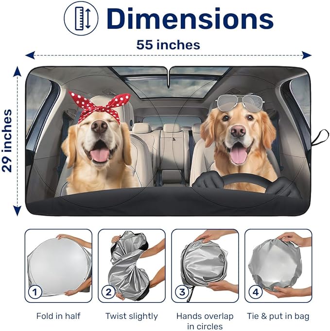 Horror Windshield Sun Shade for Car SUV Truck (55x30 Inches), Front Window Visor for Windows, Protector Blocks UV