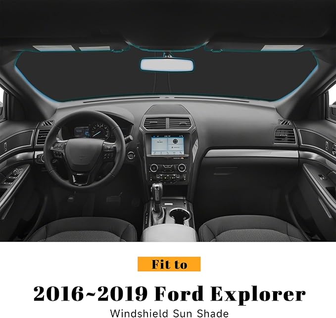 Car Windshield Sun Shade for Ford 2011-2019 Explorer Accessories (OEM Design) Reflective Foldable Heat Insulation Sunshade for Ultimate Protection