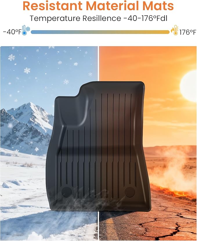Tesla Model 3 Floor Mats 2021–2023, All-Weather Custom Fit Full Set Car Mats (6pcs) with Front & Rear Cargo Liner, Trunk Tray Interior Accessories, Pet & Child-Friendly