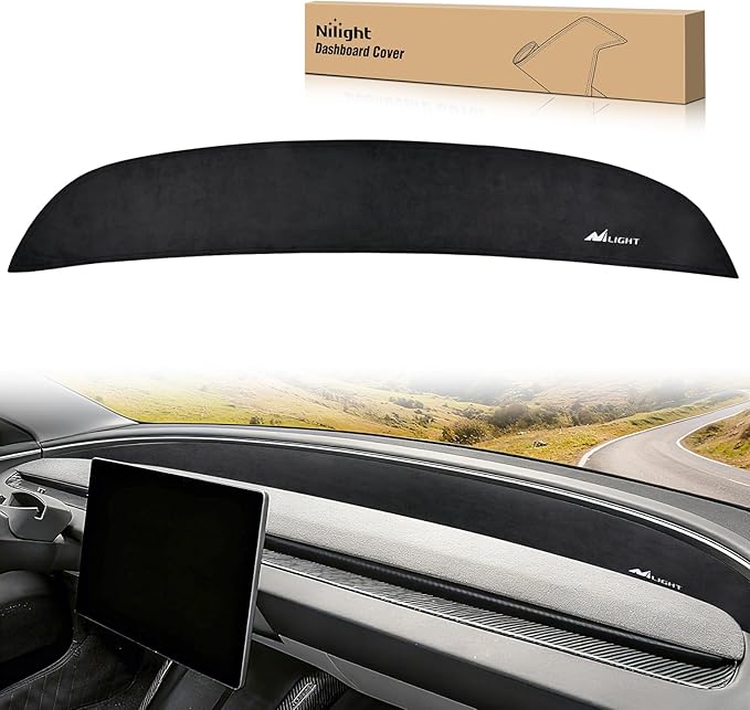 Nilight Dash Cover for Tesla Model 3 Highland 2024 2025, Custom Fit Suede Interior Shield Decorative Mat Dashboard Sunshade Glare Protector Accessories