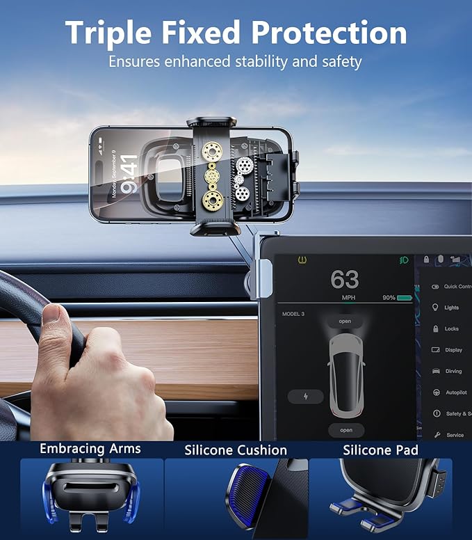 Universal 17mm Ball Mount Phone Holder Clamp for Car Mount Replace [Dual Head Screen Phone Holder Clip Head Accessory]