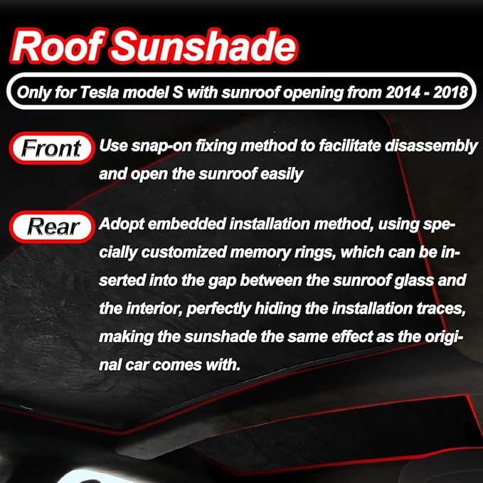 Roof Sunshade Compatible with Tesla Model S 2014-2018 Interior Accessories,Soft Suede Sunroof Sun Shade, No Sag Foldable Roof Glass Shade(Only for Openable Sunroof)