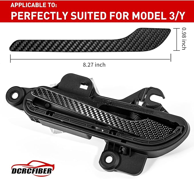 Genuine Carbon Fibre Exterior Door Handle Protector, Suitable for All Tesla Model 3/Model Y (Black)