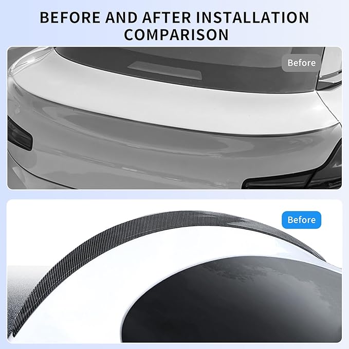 Rear Spoiler for Tesla Model Y Juniper (Standard/Premium/Performance) 2025-2026, Carbon Fiber Pattern Trunk Wing, No-Drill Installation