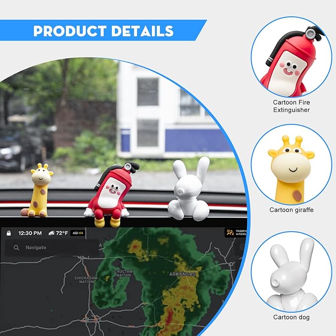 3PCS for Tesla Model Y 2026 Dog Mode Mini Screen Decoration Ornament Funny Decors Compatible with 2017-2026 Tesla Modle 3 and New Modle Y Juniper Accessories