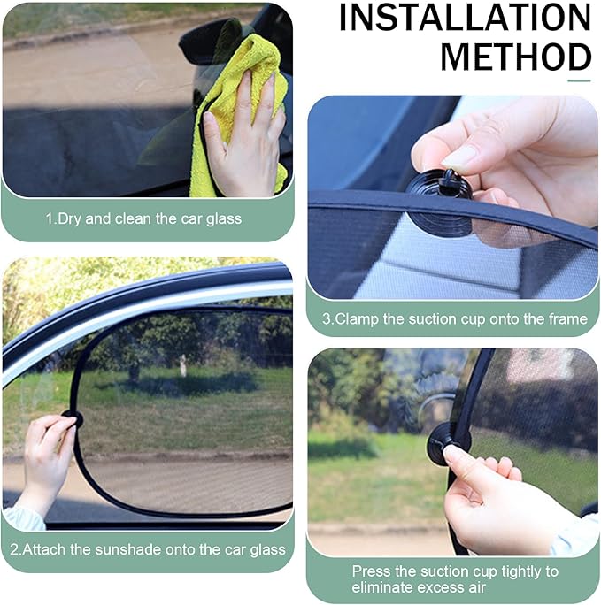 2PCS Universal Auto Window Shade, Car Sunshade, Baby Side Window Car Sun Shades, Blocks Over 98% of Harmful UV Rays, Provides Glare and UV Protection
