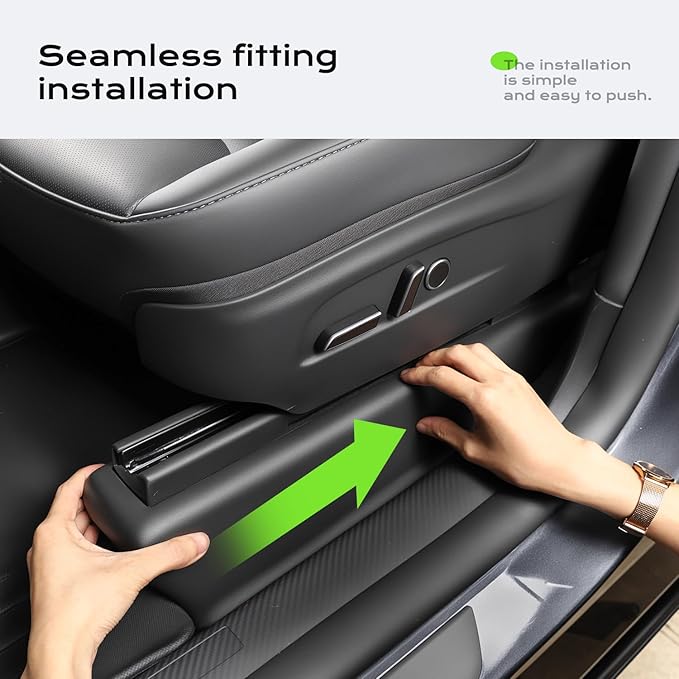 ThinSGO for Tesla New Model Y Juniper Underseat Protector Seat Slide Rail Cover Rear Row Under Seat Rail Anti-Kick Protector Accessories for Tesla New Model Y (Juniper) Interior Accessories 2025-2026