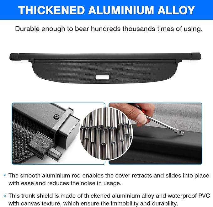 Powerty Cargo Cover for Mitsubishi Outlander 2014-2020 (Manual Liftgate Only) Trunk Cover Retractable Rear Shield Shade (Not for Electric Liftgate or Outlander Sport)