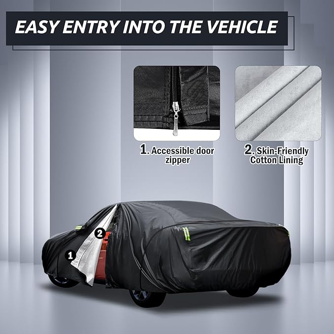 Migaven 6 Layers Car Cover Custom Fit for Dodge Challenger 2008-2025, Waterproof Full Exterior Cover Rain Sun Protection with Door Zipper & Inner Cotton