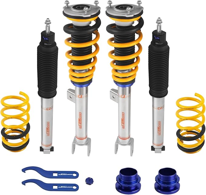 maXpeedingrods Coilover for Tesla model 3 2017-2025 RWD, 24 Levels Damping Adjustable Coilovers Suspension Kits, Height Adjustable Shock Absorber, Street Comfort C2 Upgraded Lowering Kits Gold