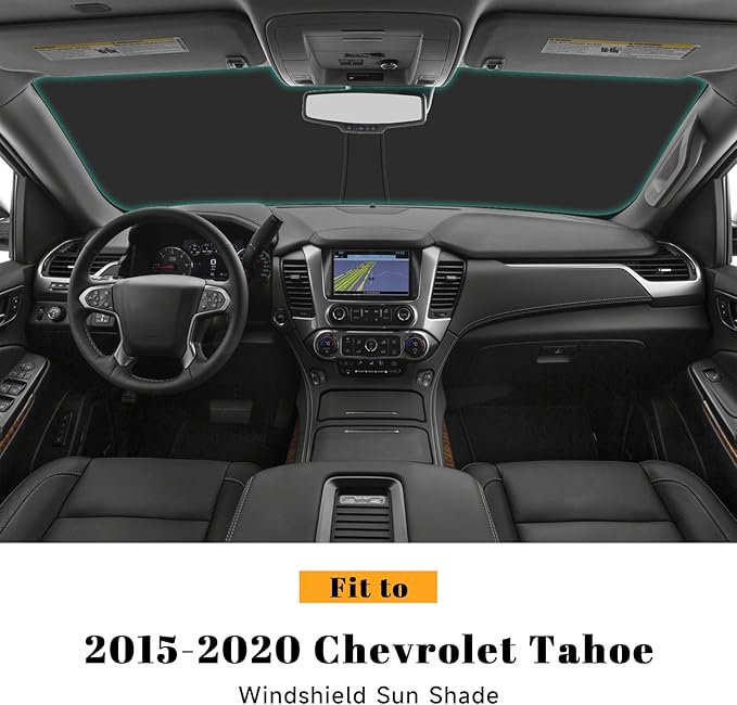 Car Windshield Sun Shade for Chevy 2015-2020 Tahoe Accessories (OEM Design) Reflective Foldable Heat Insulation Sunshade for Ultimate Protection