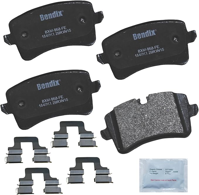 Bendix Priority1 CFM1547K1 Semi-Metallic Rear Brake Pads for Select Models Audi A7, A7 Quattro, A8 RS5, RS7, S6, S7, S8, Porsche Macan, Macan