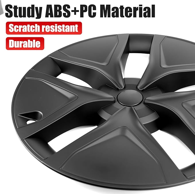 19" Wheel Covers Compatible with Tesla Model Y 2025-2026 Wheel Center caps Black Rims Matte Black ABS Hubcaps Snap-On 19-inch Wheel Compatible with Tesla Y Juniper 2026