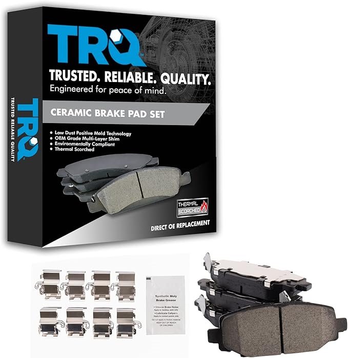 TRQ Rear Brake Pads Ceramic Hardware Compatible with 2018-2020 Jeep Wrangler