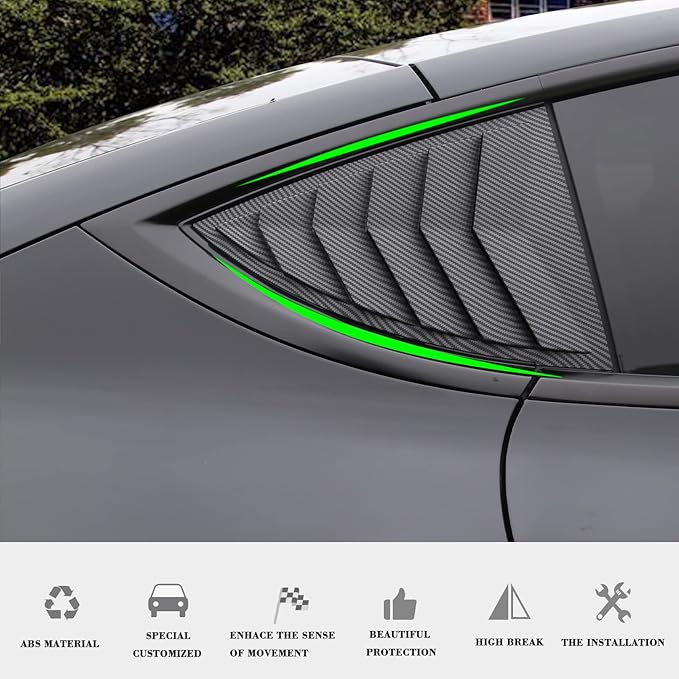 YHCDSEA for Model Y Side Window Louver Cover Sport Style for Tesla Model Y 2021 2022 2023 2024 2025 2026 Accessories (Matt Carbon Fiber Pattern)