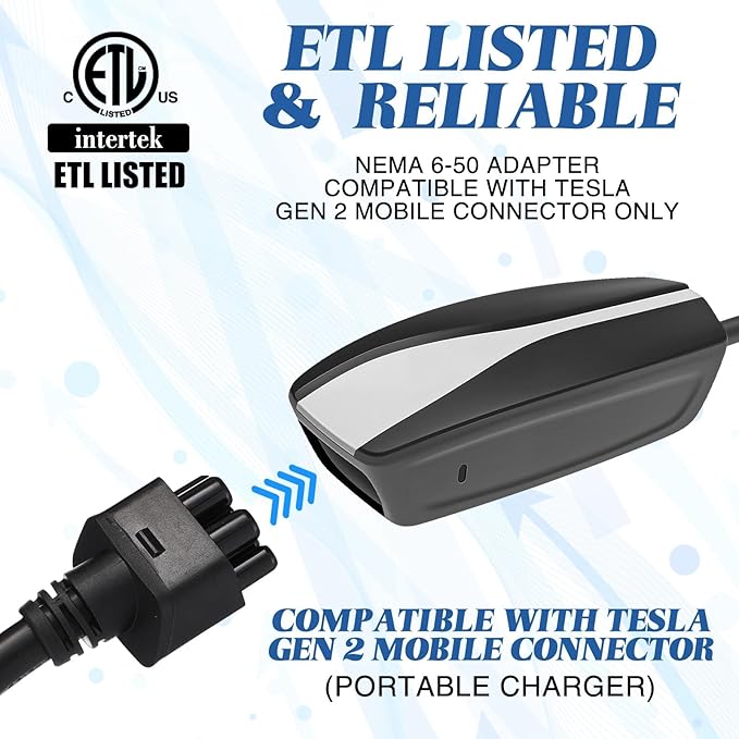 Relaxweex 16" Adapter Compatible with Tesla Gen 2 Mobile Portable Charger Connect Mobile Charger to Handle(not Compatible with Pre-2018 Model S/x Vehicles)(6-50p)