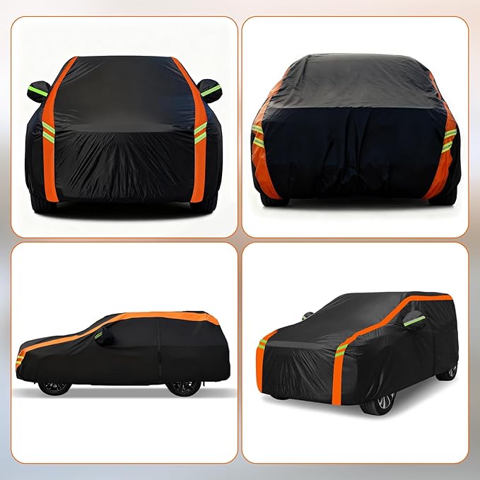 Car Cover for Ford Explorer 1995-2010, Jeep Grand Cherokee 2011-2026(Not Fit for L), Multi-Layer Automobiles Covers Waterproof All Weather with Zipper Door, Sun Rain Snow Dust Protection