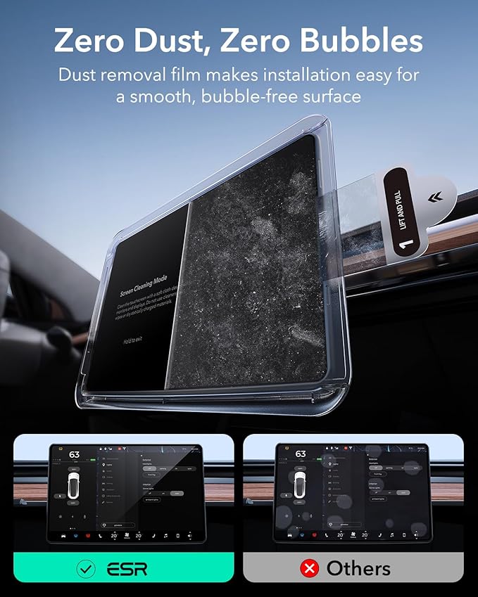 ESR Tempered-Glass Screen Protector for Tesla Model 3 Highland (2024), Matte Glass Film with Alignment Kit, Scratch and Shock Resistant, Bubble Free and Fingerprint Resistant