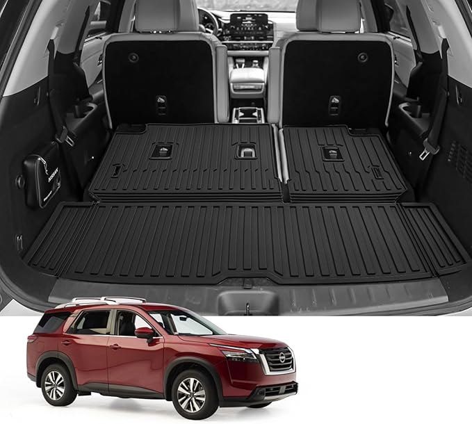 Custom for 2022-2026 Nissan Pathfinder Cargo Mats Trunk Liner with 3rd Rear Seat Backrest Mat All Weather TPE Protection Mat Accessories (for 2022-2026 Nissan Pathfinder)