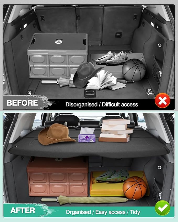Powerty Cargo Cover for 2009-2016 2017 Audi Q5 Accessories Trunk Cover Retractable Trunk Shielding Shade Cargo Luggage Cover Black (Can Withstand The Load)