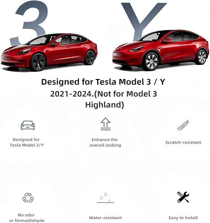 Center Console Cover 3Pcs Designed for Tesla Model 3/Y 2021-2025(Not for Model 3 Highland/Model Y Juniper),Center Console Accessories for Model 3/Y Interior Black