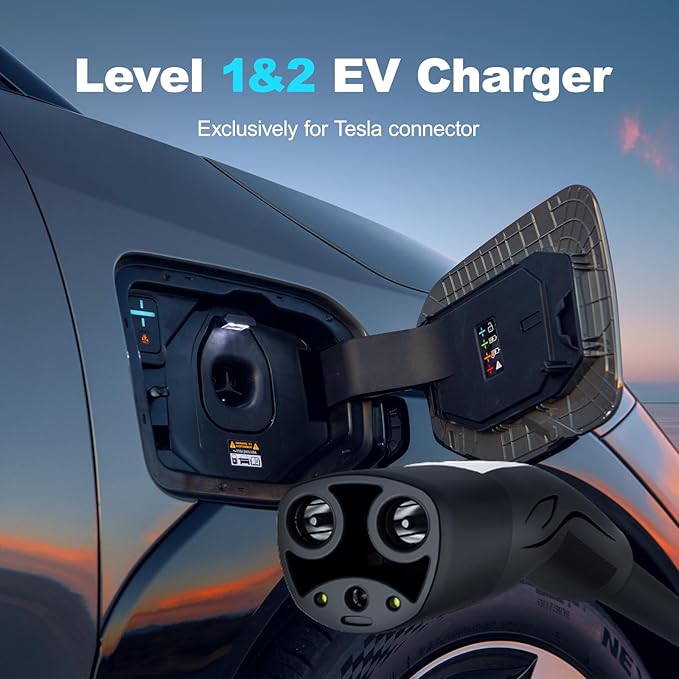 Level 1&2 Tesla Charger 2026 Upgraded, Level 1 ev Charger for Tesla with 20FT Cable, 3.5KW 16Amp, 110V-240V, NEMA 6-20 & 5-15, NACS Connector, Portable Electric Car Charger for Tesla Models Y/X/3/S