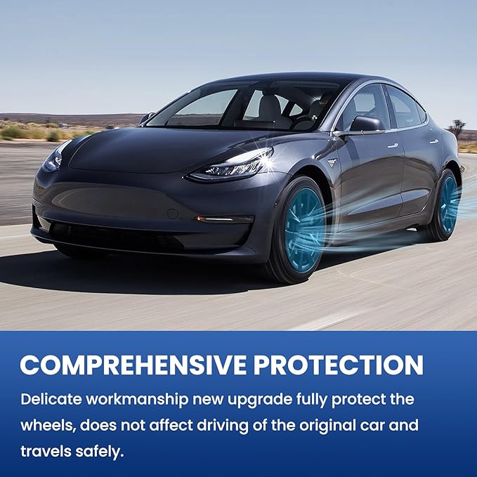 Model 3 Hubcaps - 18 Inch Aero Wheel Covers Replacement Wheel Caps 18'' Model S Plaid Arachnid Wheels Version Hub Caps Compatible with Model 3 Accessories 2017-2023