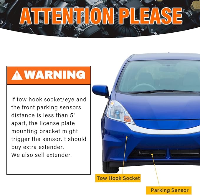 License Plate Holder Front Bracket No Drill Tow Hook Mount Anti-Theft License Plate Frame Compatible with Honda S2000 AP1 AP2, Honda FIT
