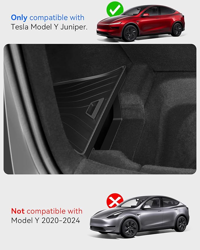 for Tesla Model Y Juniper Accessories (2025-2026) Trunk Storage Bins,Rear Trunk Organizer TPE Waterproof Trunk Storage Bins Side Box with Lids for Tesla Interior Accessories