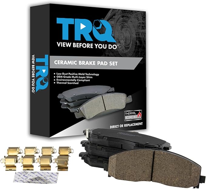 TRQ Front Ceramic Brake Pad Set Compatible with Caravan Pacifica Journey Wrangler