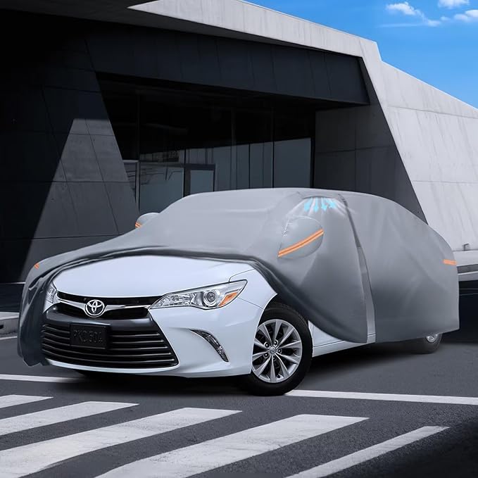 Waterproof Toyota Camry(1991-2026) Car Cover with Breathable Vents, [2026 Upgrade] Premium Covers with Cotton Liner and Zipper Door, Sun Rain Snow Dust Uv Protection.(Gift with Towel)