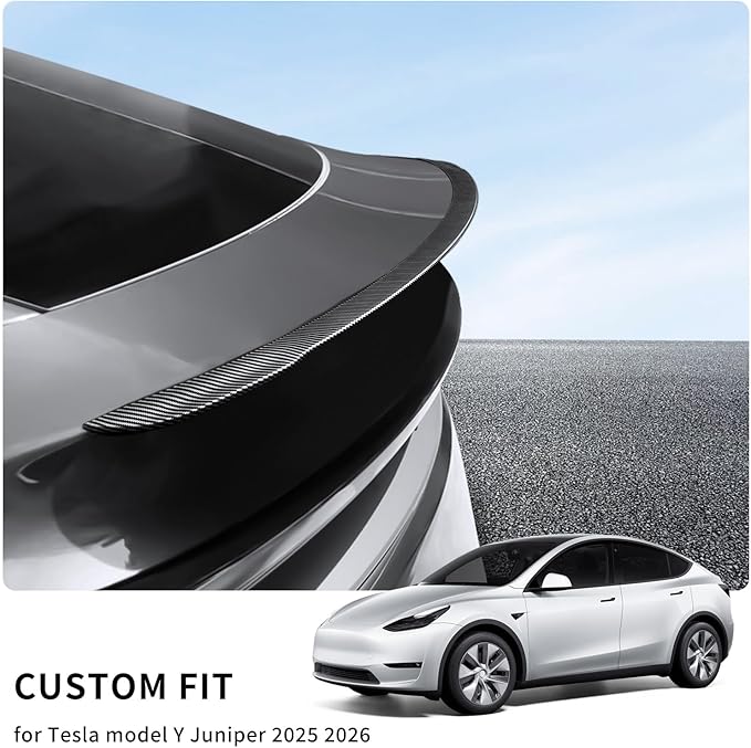 Rear Spoiler for Tesla Model Y Juniper (Standard/Premium/Performance) 2025-2026, Carbon Fiber Pattern Trunk Wing, No-Drill Installation