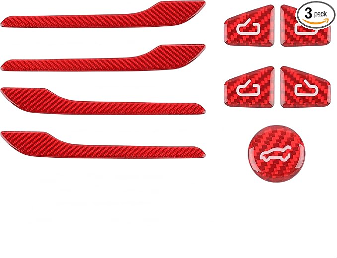 frani Exterior Door Handle Covers/Interior Door Switch Covers/Trunk Button Cover 3Pcs Red Designed for Tesla Model 3/Y 2016-2025(Not for M3 Highland/My Juniper)
